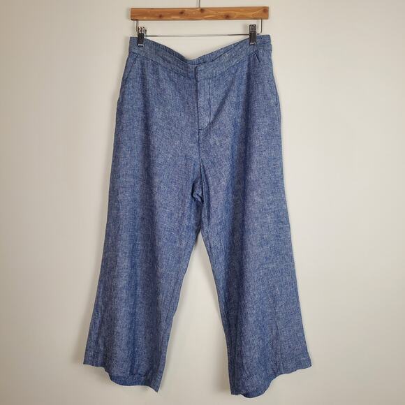 Old Navy Linen Blend Trousers Blue Medium - Picture 4 of 8